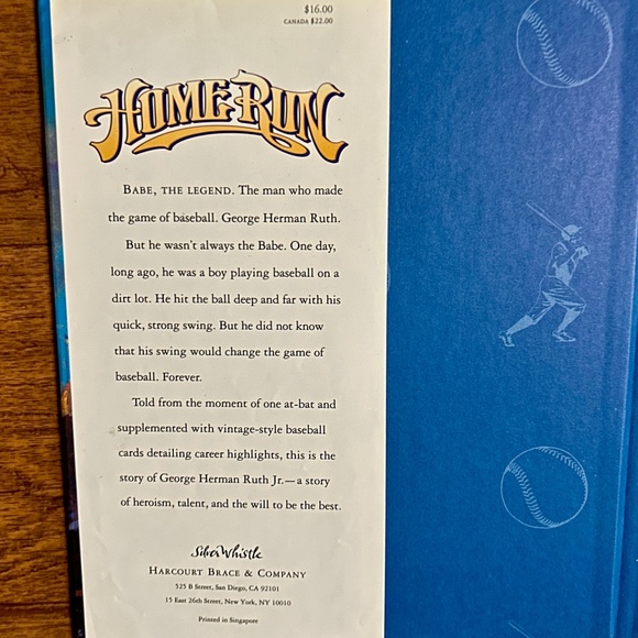 Home Run • Robert Robert Burleigh • 1998 • Harcourt Brace • HC Book - Picture 4 of 12